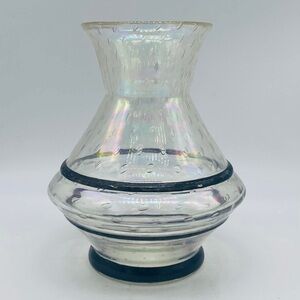 c.1920 Bohemian Czech Iridescent Controlled Bubble Glass Vase with Black Enamel